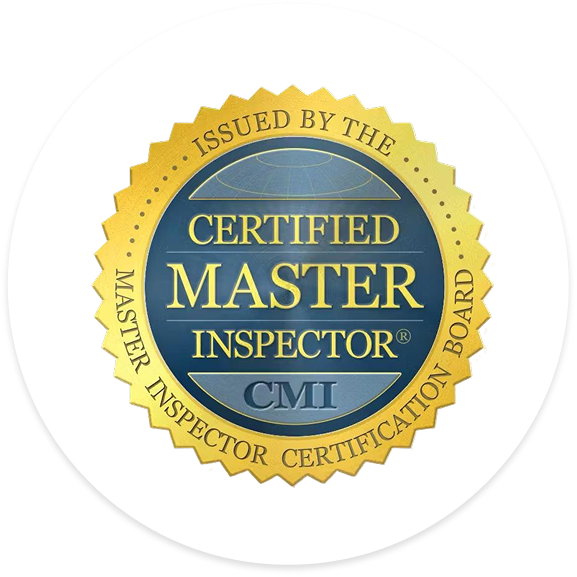 Sello de Inspector Maestro Certificado en oro y azul.