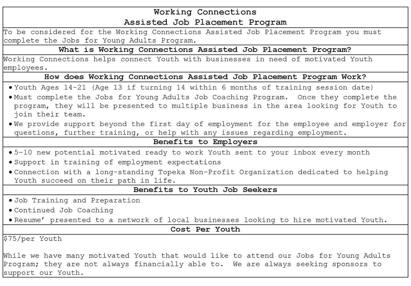 Working Connections Topeka Youth Project Youth Court Program