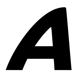A black letter a on a white background