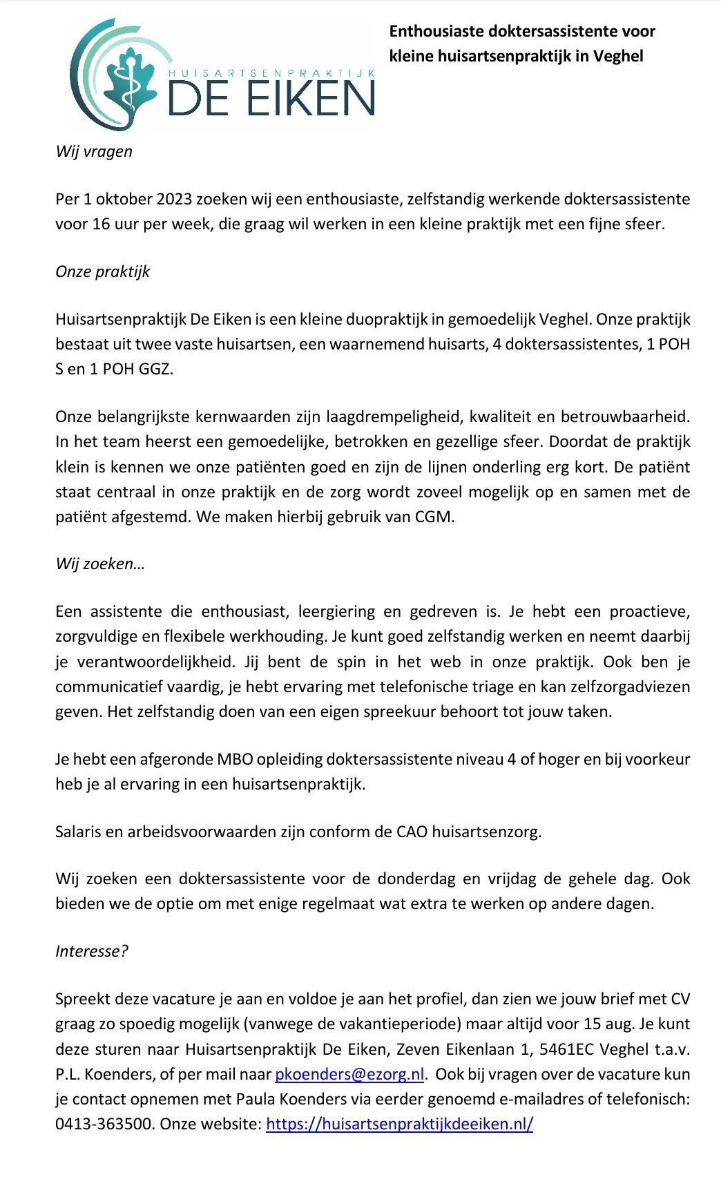 Huisartsenpraktijk C.J. Oele in Zaandam