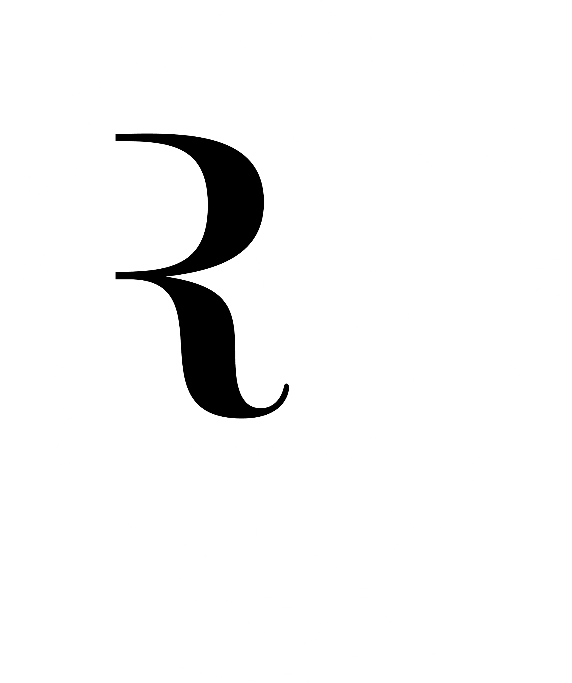 A black and white image of the letter r on a white background.