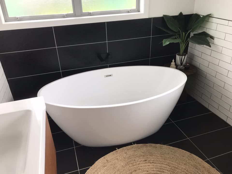 modern bathroom with freestanding tub