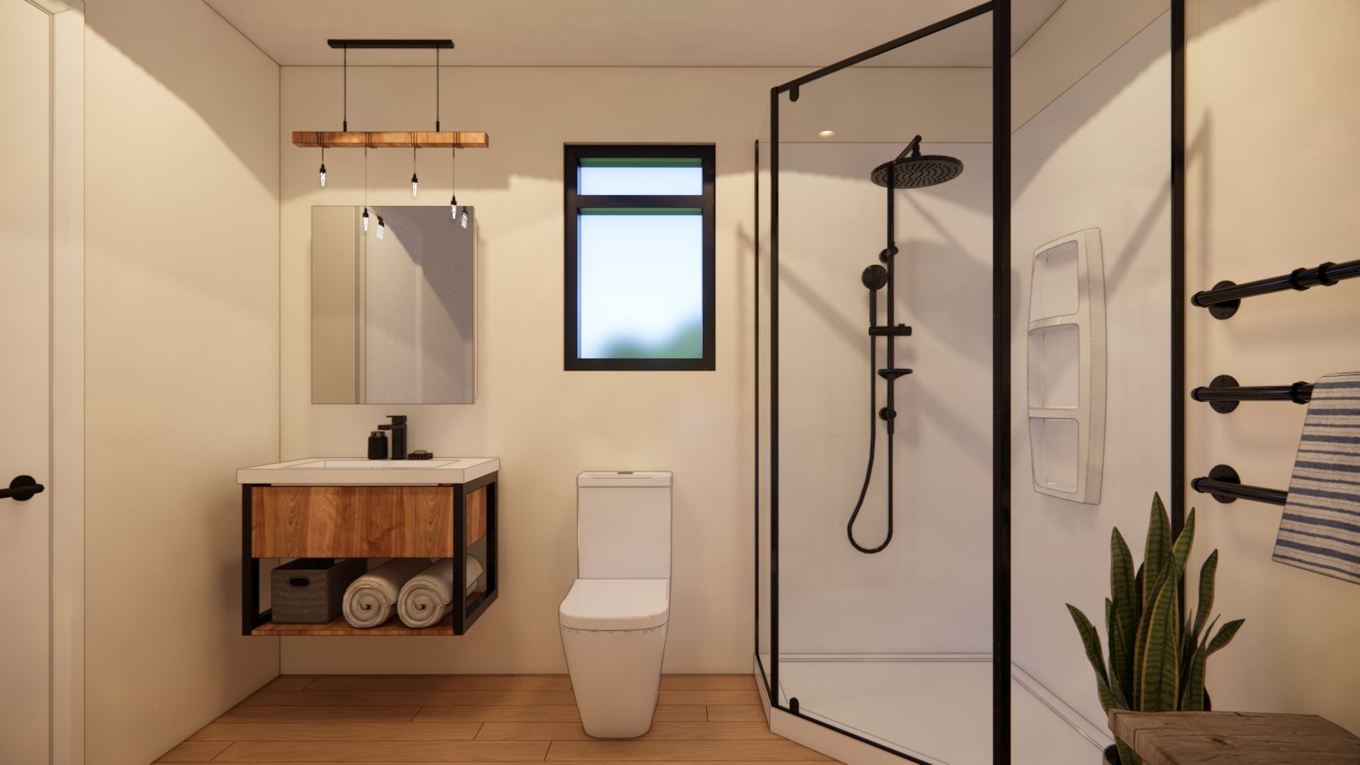 industrial styled bathroom