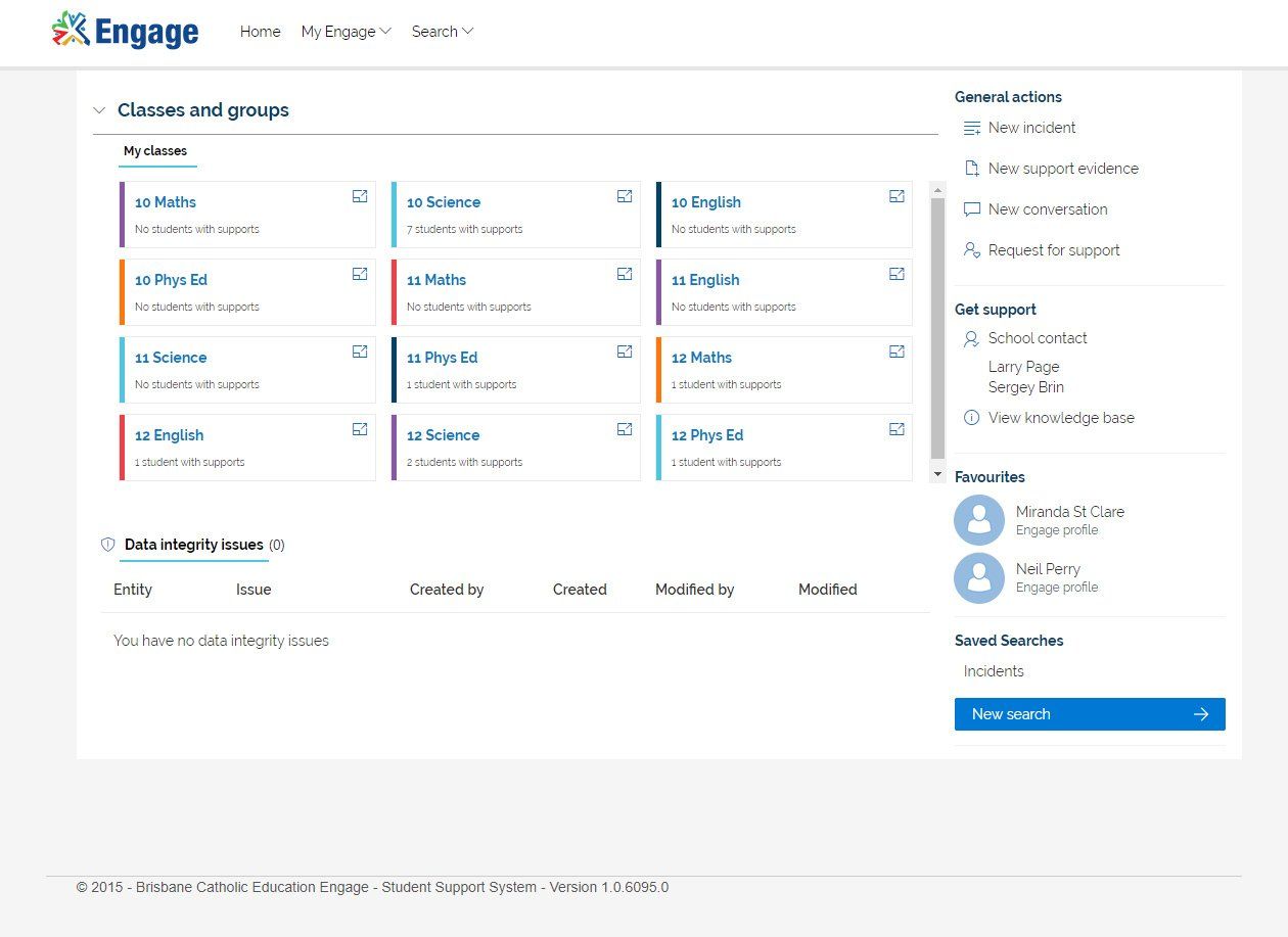 Brisbane Catholic Education - Secure, WCAG 2.1 Compliant Dashboard User Interface developed by Patient Zeroa