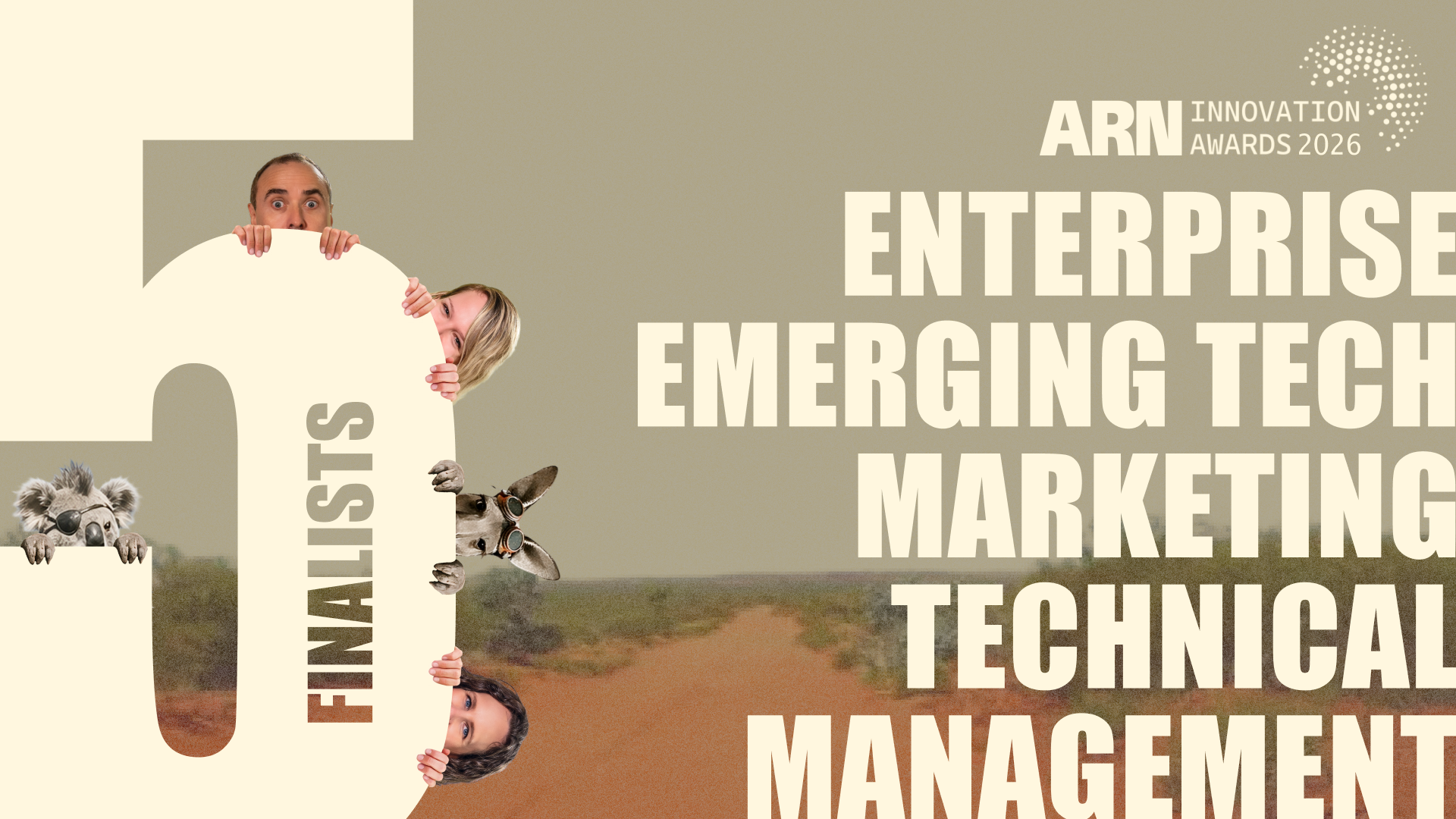 ARN Innovation Awards 2026 featuring a large cream-coloured “5 finalists”