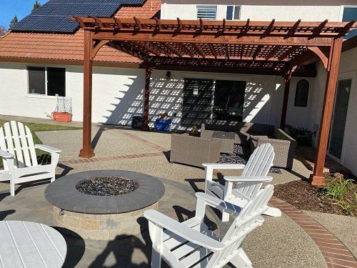 Pleasanton backyard fire pit & pergola