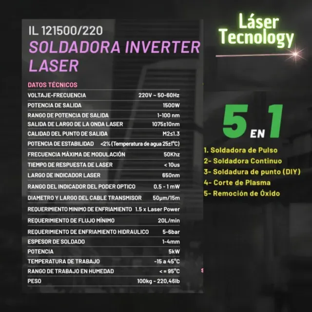 SOLDADORA INVERTER LASER IL 121500/220