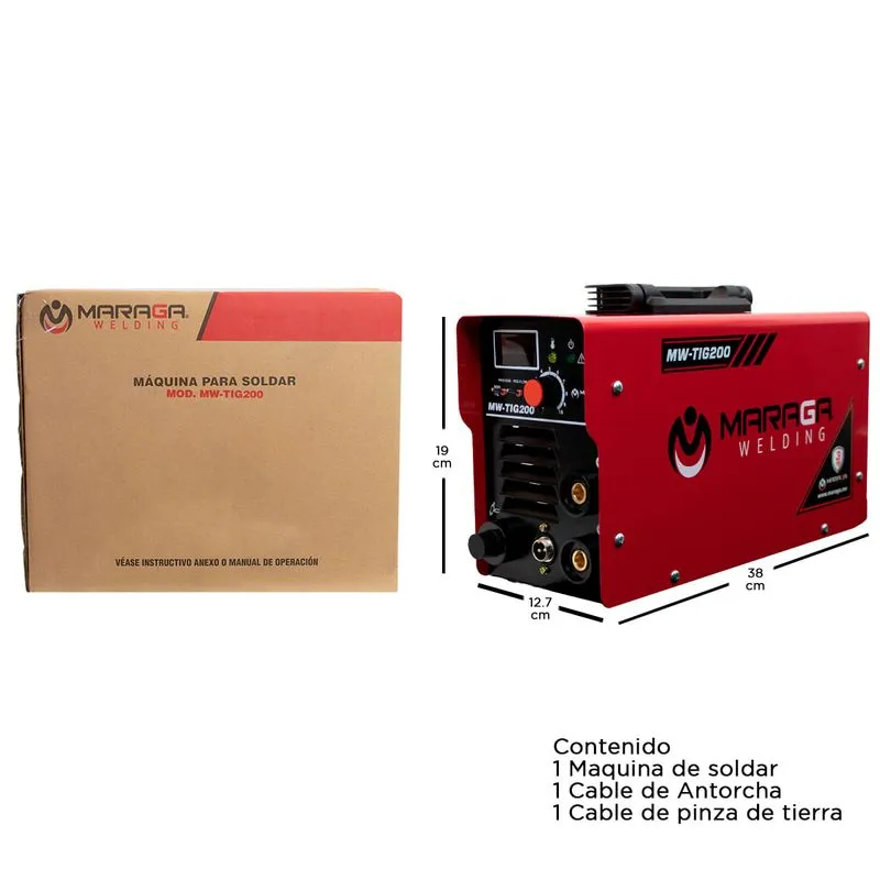 INVERSOR TIG 1P/220V, 200A MARAGA
