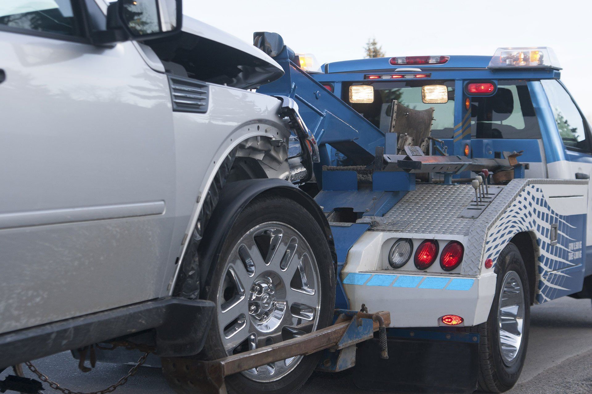 Vehicle Being Towed After a Collision