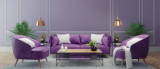 West Bloomfield MI Painter living room with purple walls and purple furniture.