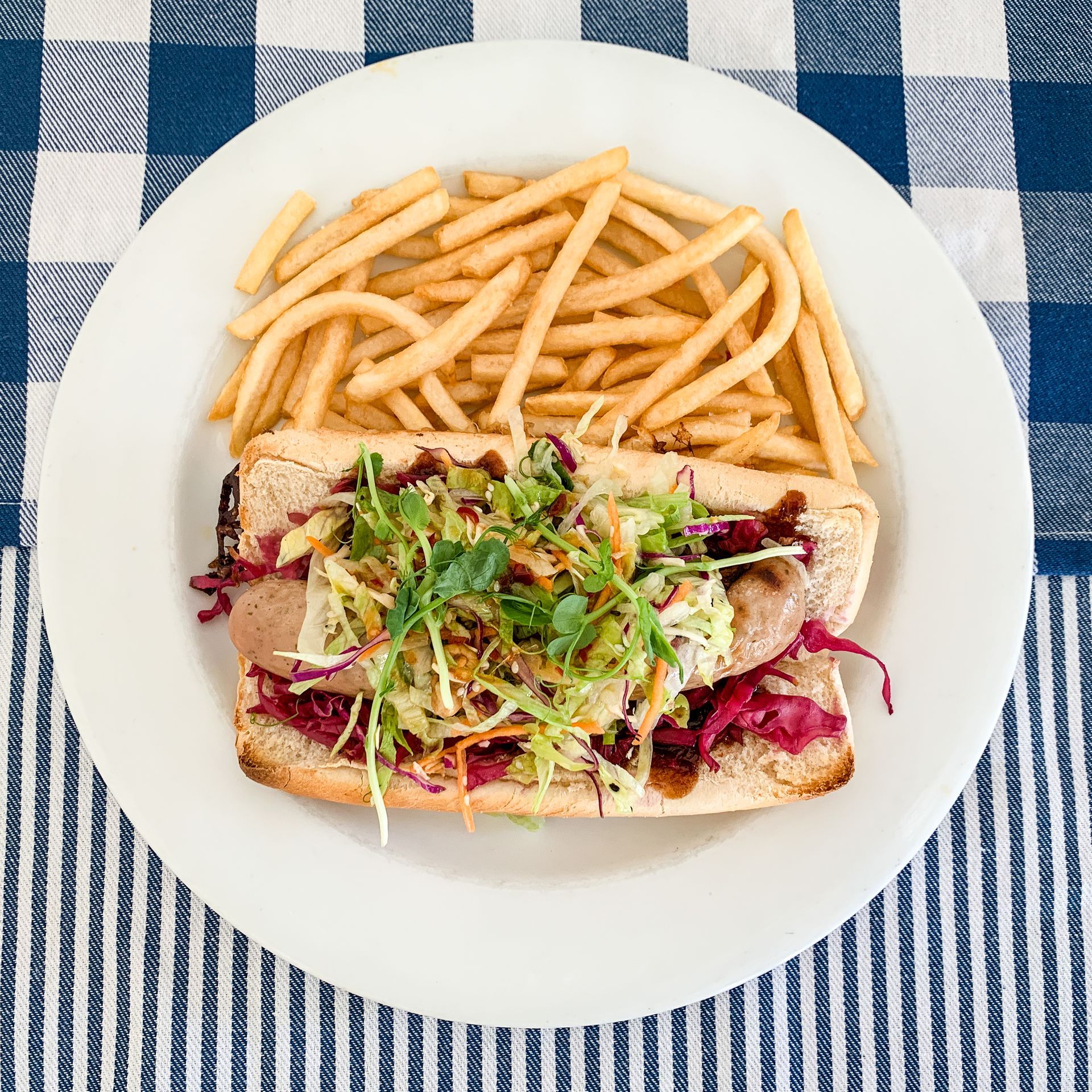 Sandwich With Fries on a White Plate — Lazy Paul's Cafe 'n Smokehouse In Wauchope, NSW