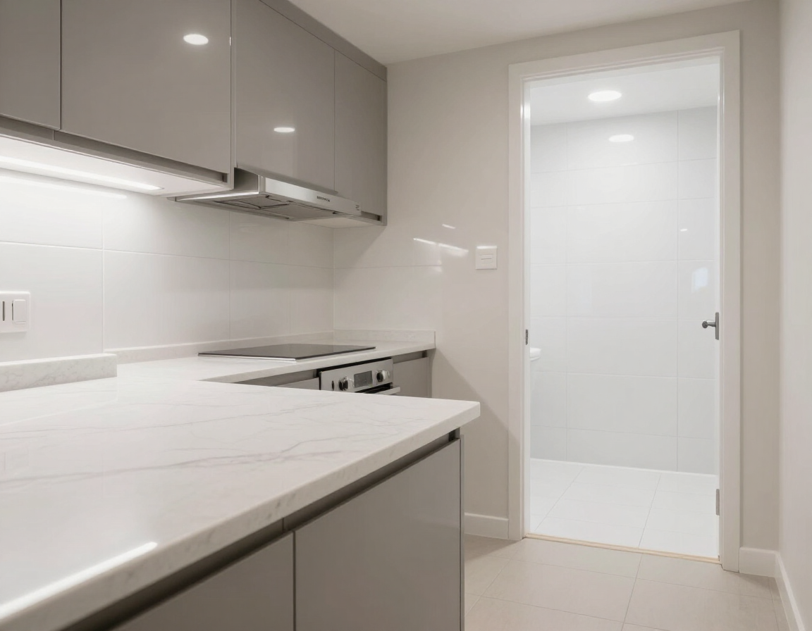 Empty freshly cleaned apartment with gleaming surfaces