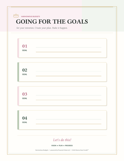 Harmonious Budgets Going For The Goals Planner