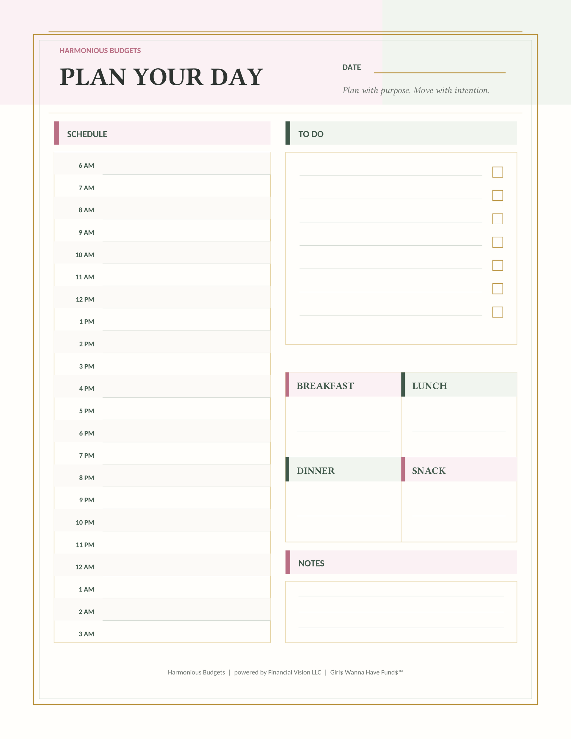 Harmonious Budgets Plan Your Day