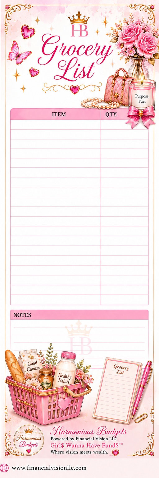 Harmonious Budgets Grocery List Printable