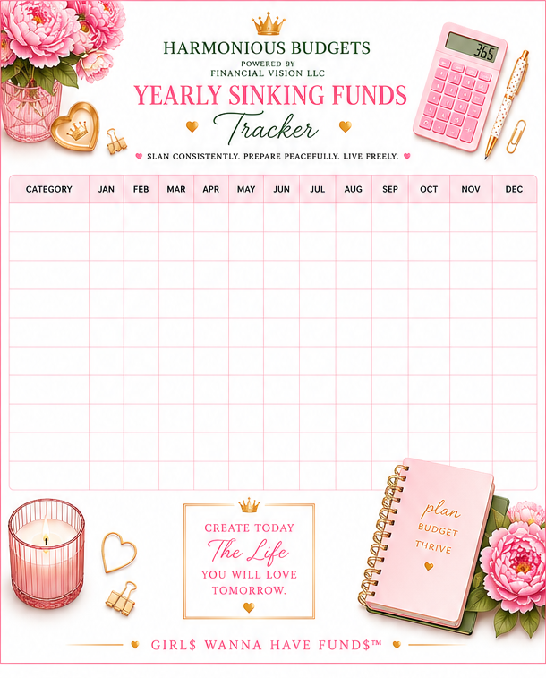 Harmonious Budgets Yearly Sinking Funds Printable