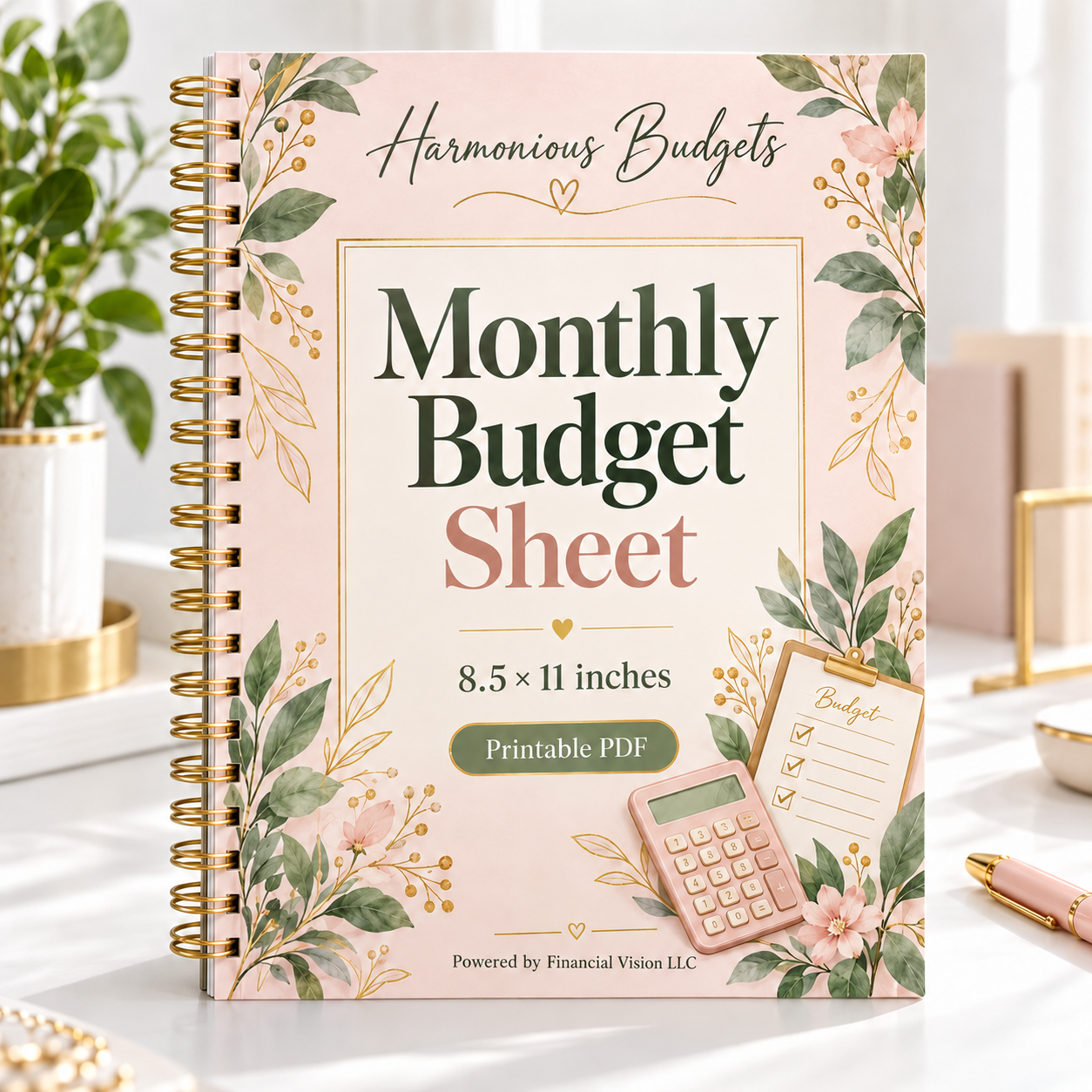 Harmonious Budgets Vertical Monthly Calendar Printable
