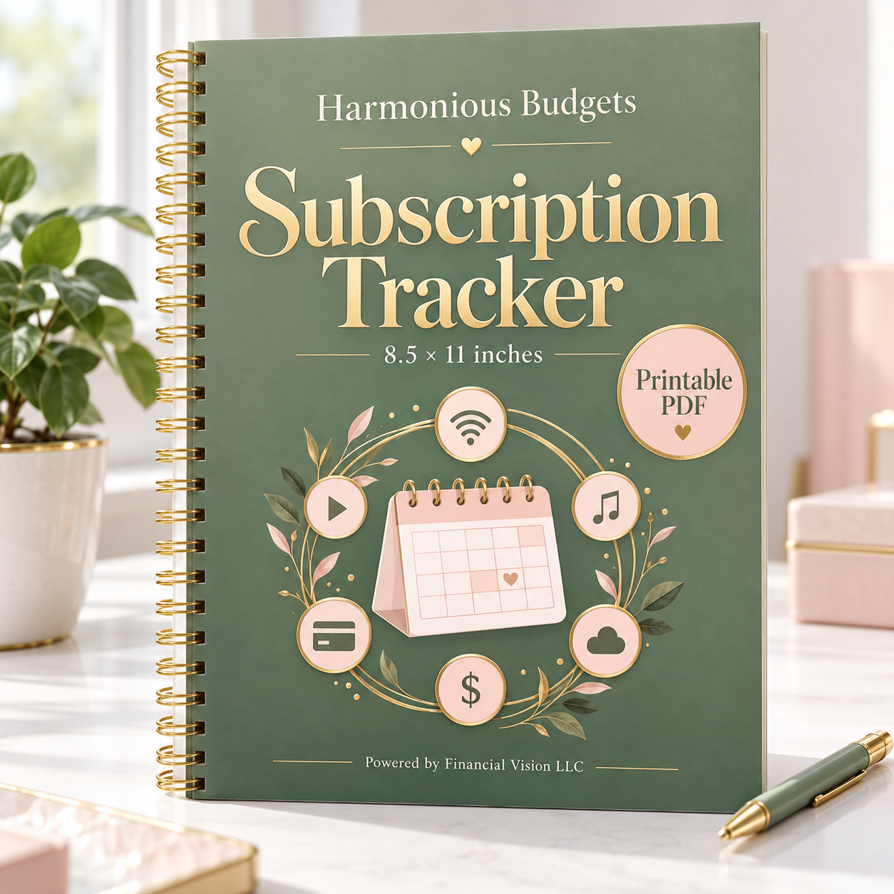 Harmonious Budgets Subscription Tracker Printable