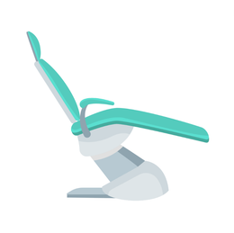 A dental chair in a flat style on a white background.