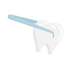 A tooth with tweezers sticking out of it.