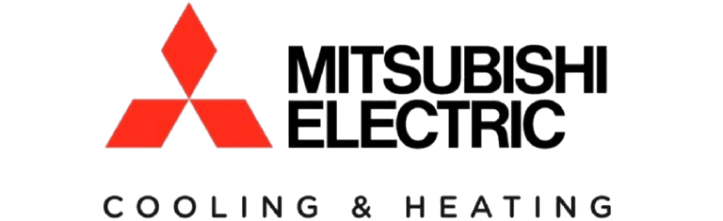 Mitsubishi Electric Cooling & Heating logo with red emblem and black text on a white background