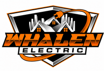 Whalen Electric logo with orange and black shield, city skyline, and power plug icon