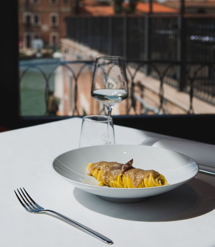 sala camino, ristorante vetri, punta conterie, venezia
