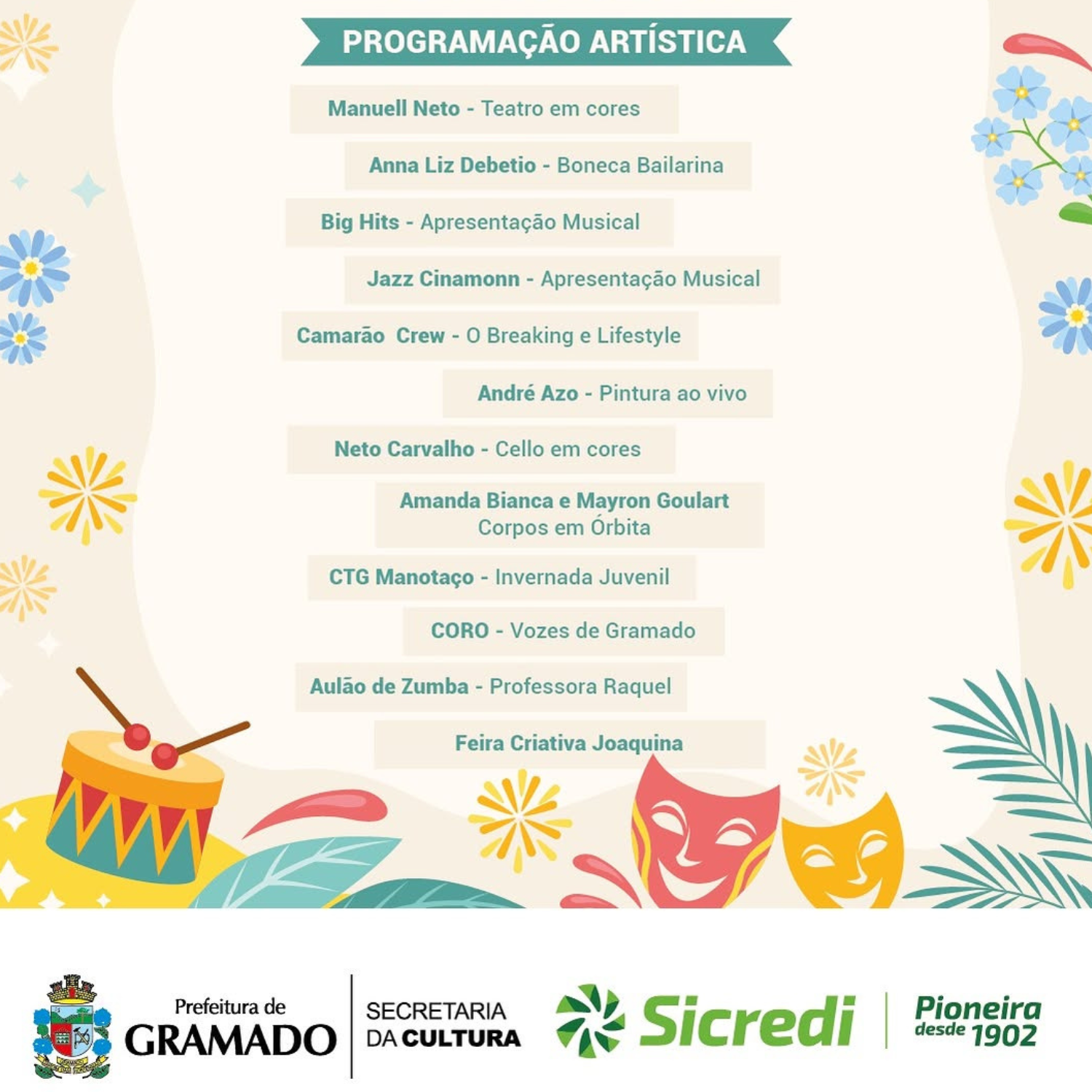 Programação do Dia da Cultura Gramadense em Gramado
