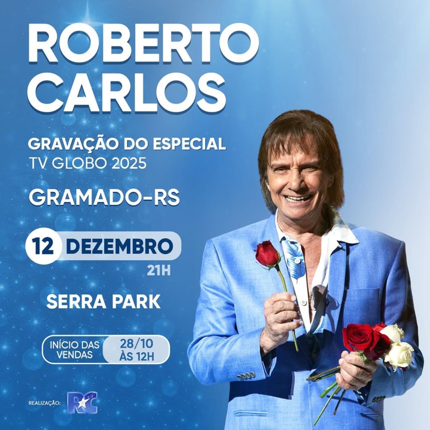 Roberto Carlos em Gramado 2025 data, local e ingressos para assistir a gravação do especial de Natal da TV Globo