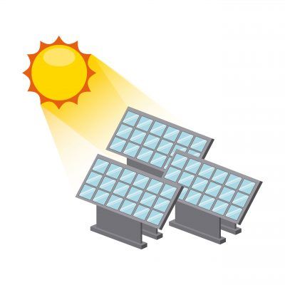 A solar panel is being powered by the sun.