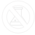 A drawing of a hourglass in a circle on a white background.