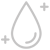 A line drawing of a drop of water with two plus signs around it.