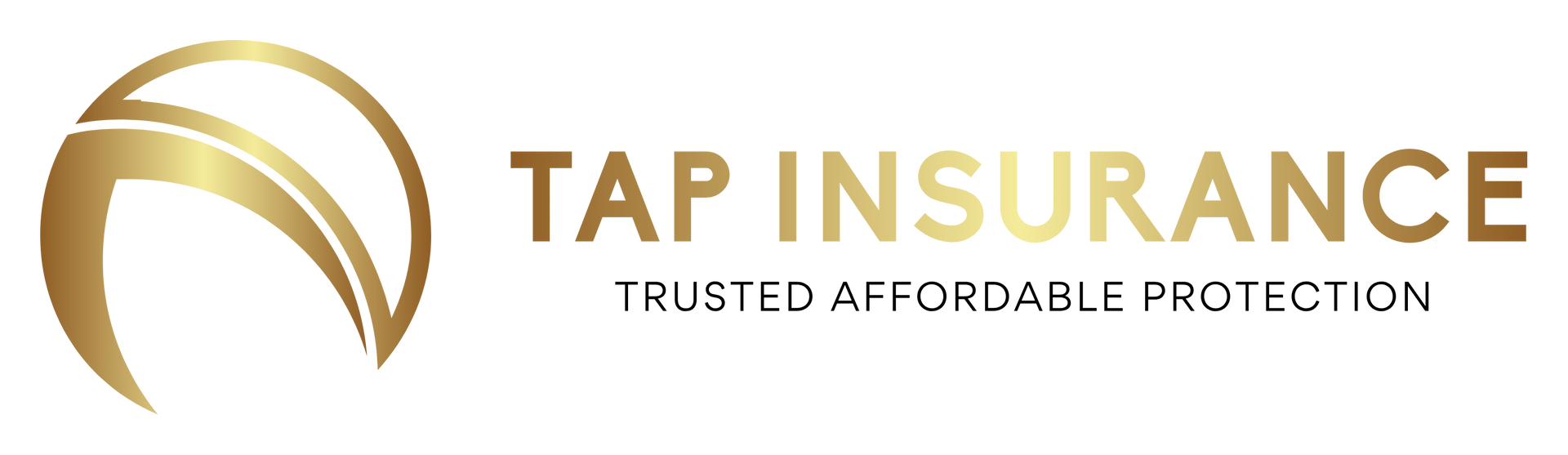 Gold logo for TAP Insurance with a circular design and the words "TAP INSURANCE. Trusted Affordable Protection."