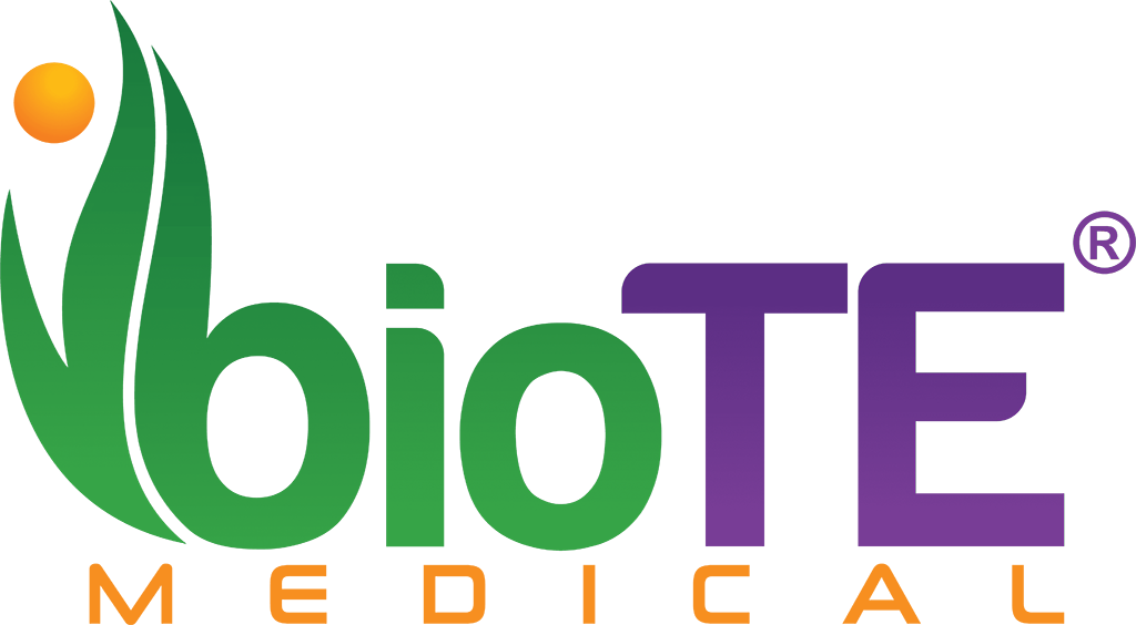 BioTE Medical logo in green, purple, and orange with a stylized leaf and sun icon
