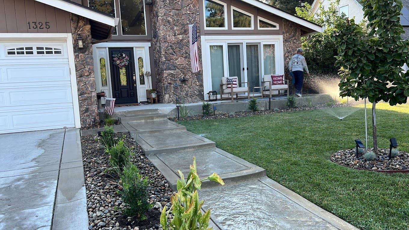 Concrete walkway installed at the front of a home in Stockton, CA