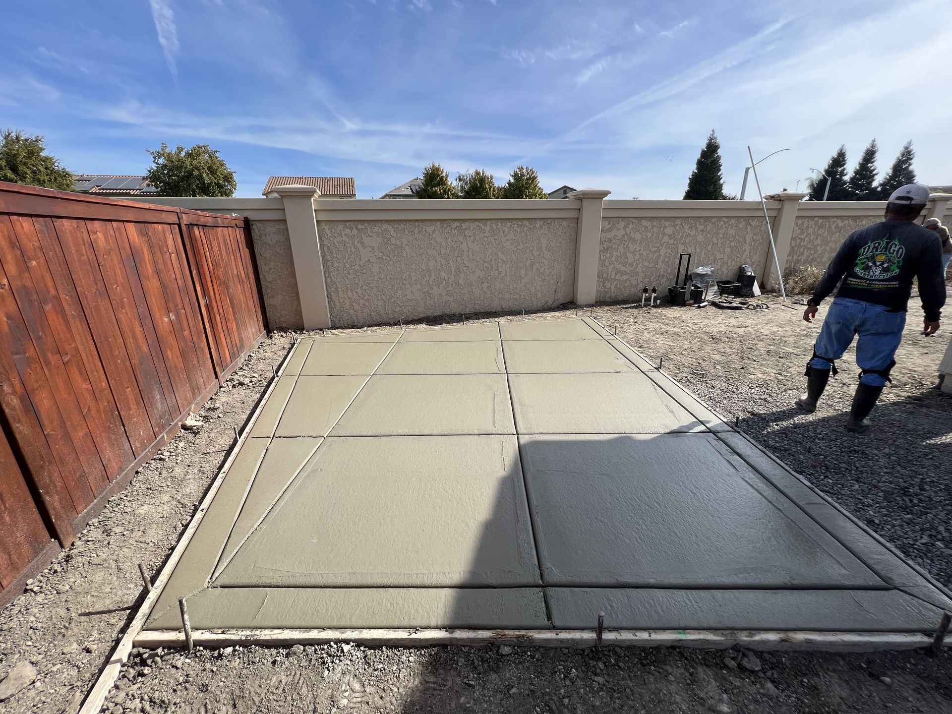 Concrete patio installation by Drago Inc. in Modesto, CA