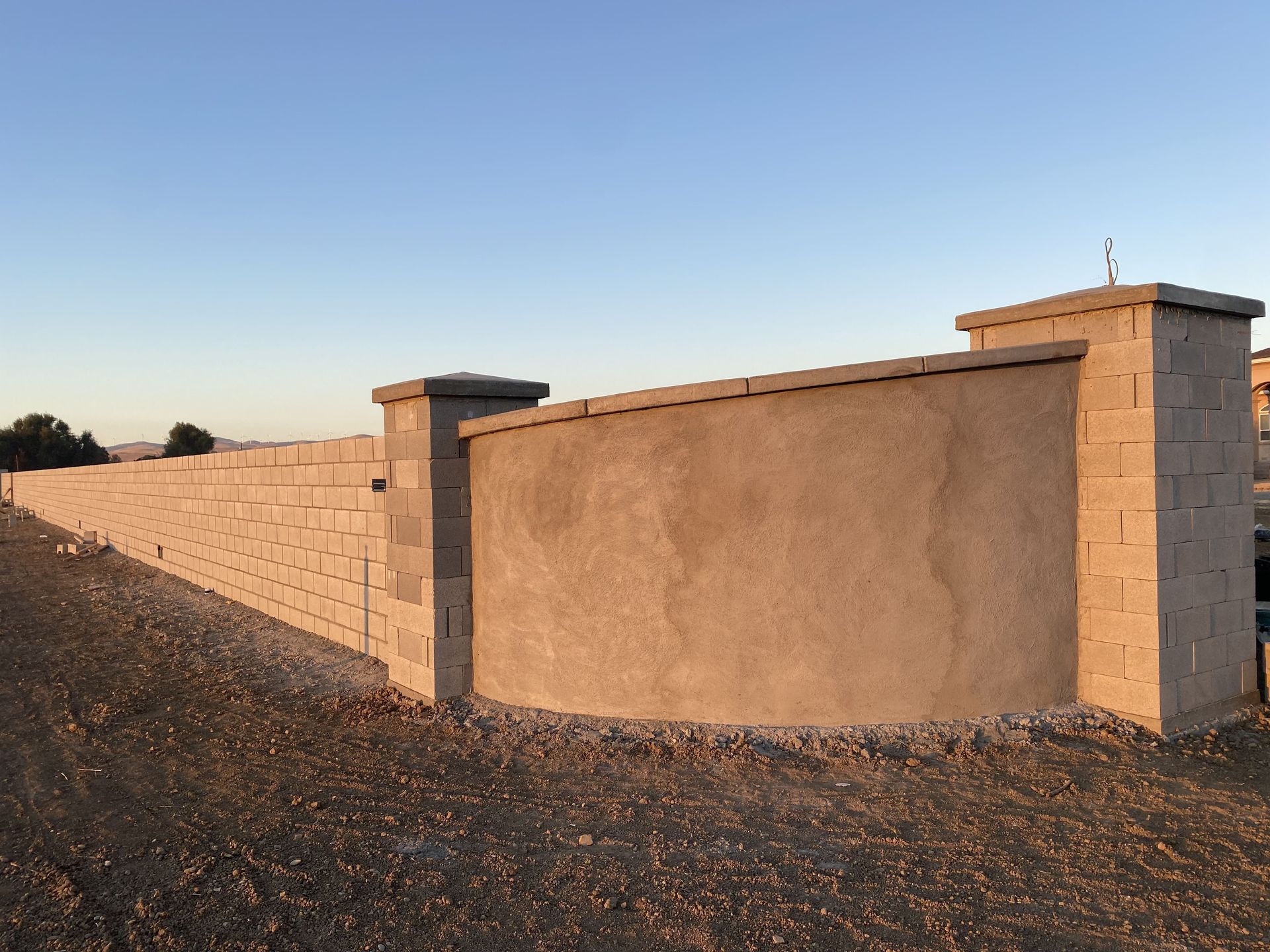 Concrete retaining wall installed on a residential property in Galt, CA