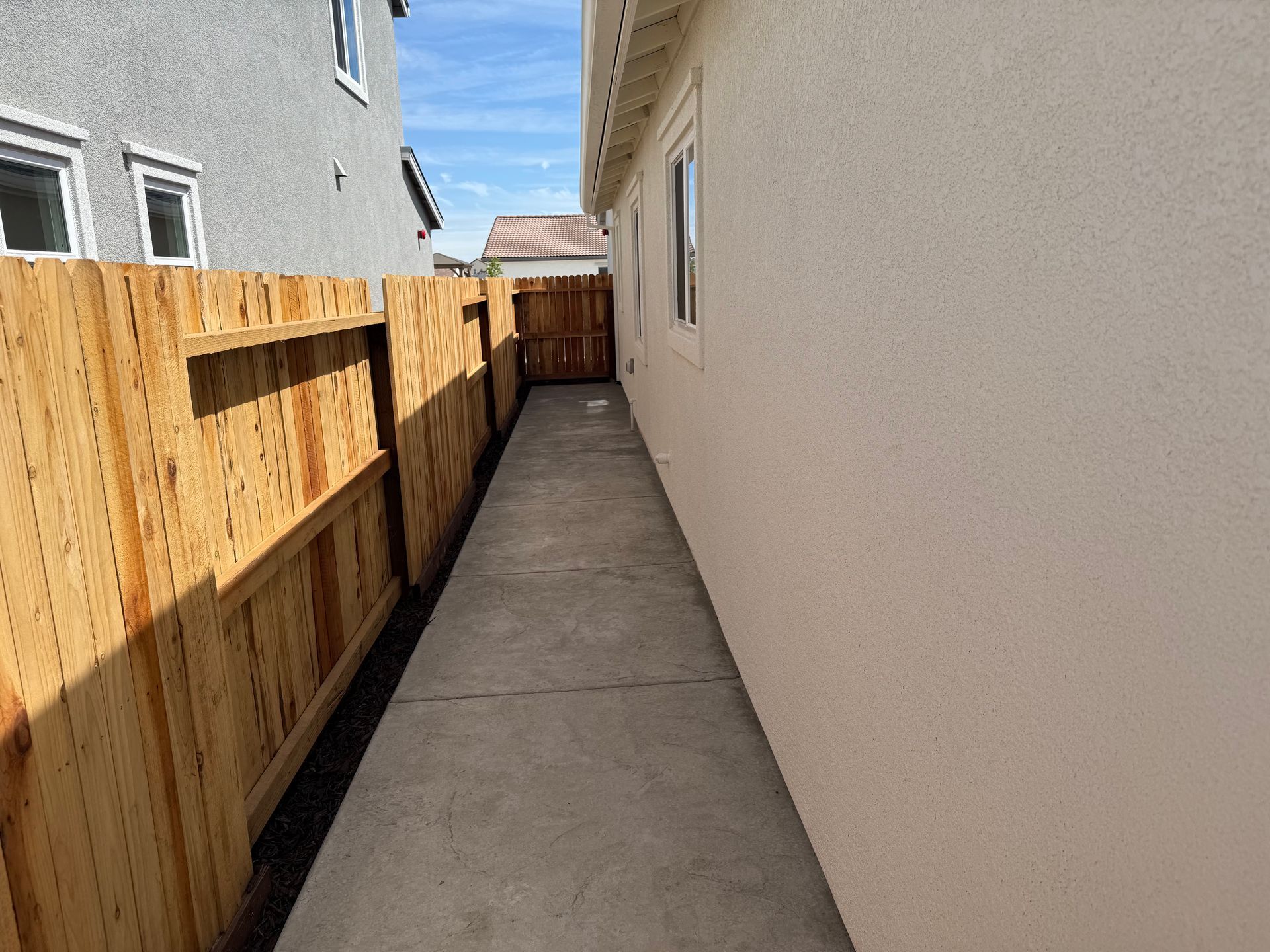 Concrete hallway design for residential landscaping in Stockton.
