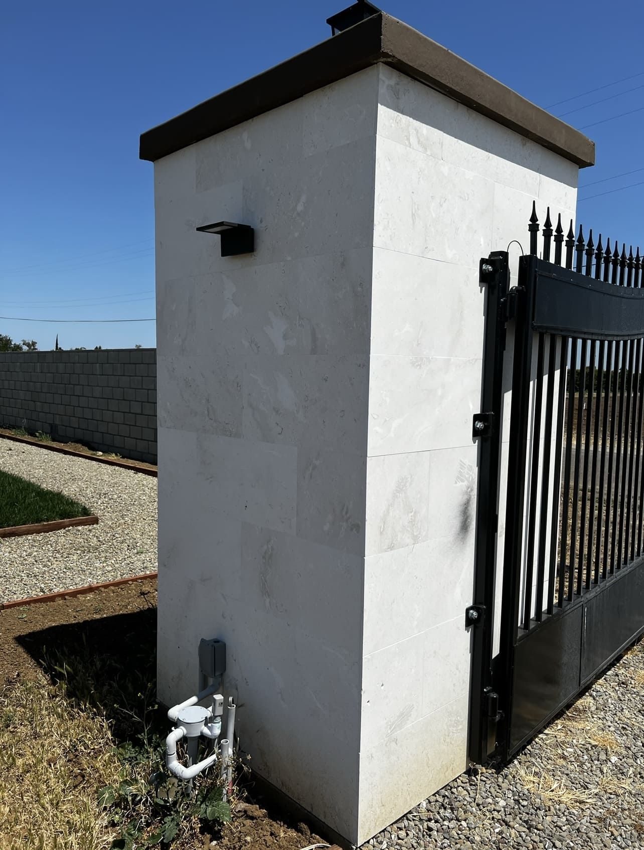Concrete pillar construction for fencing project in Stockton CA.