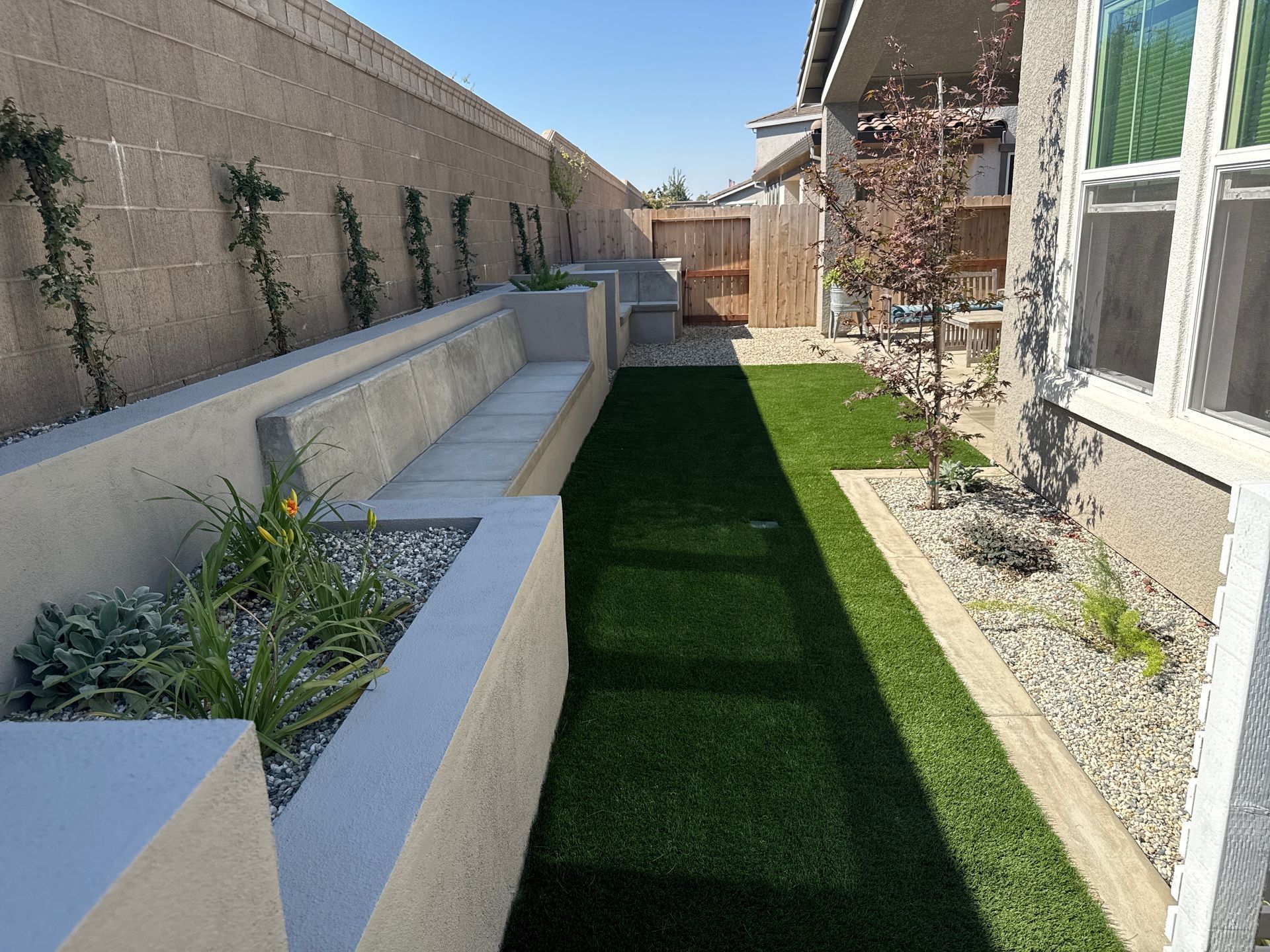 Full backyard landscaping services completed in Manteca, CA