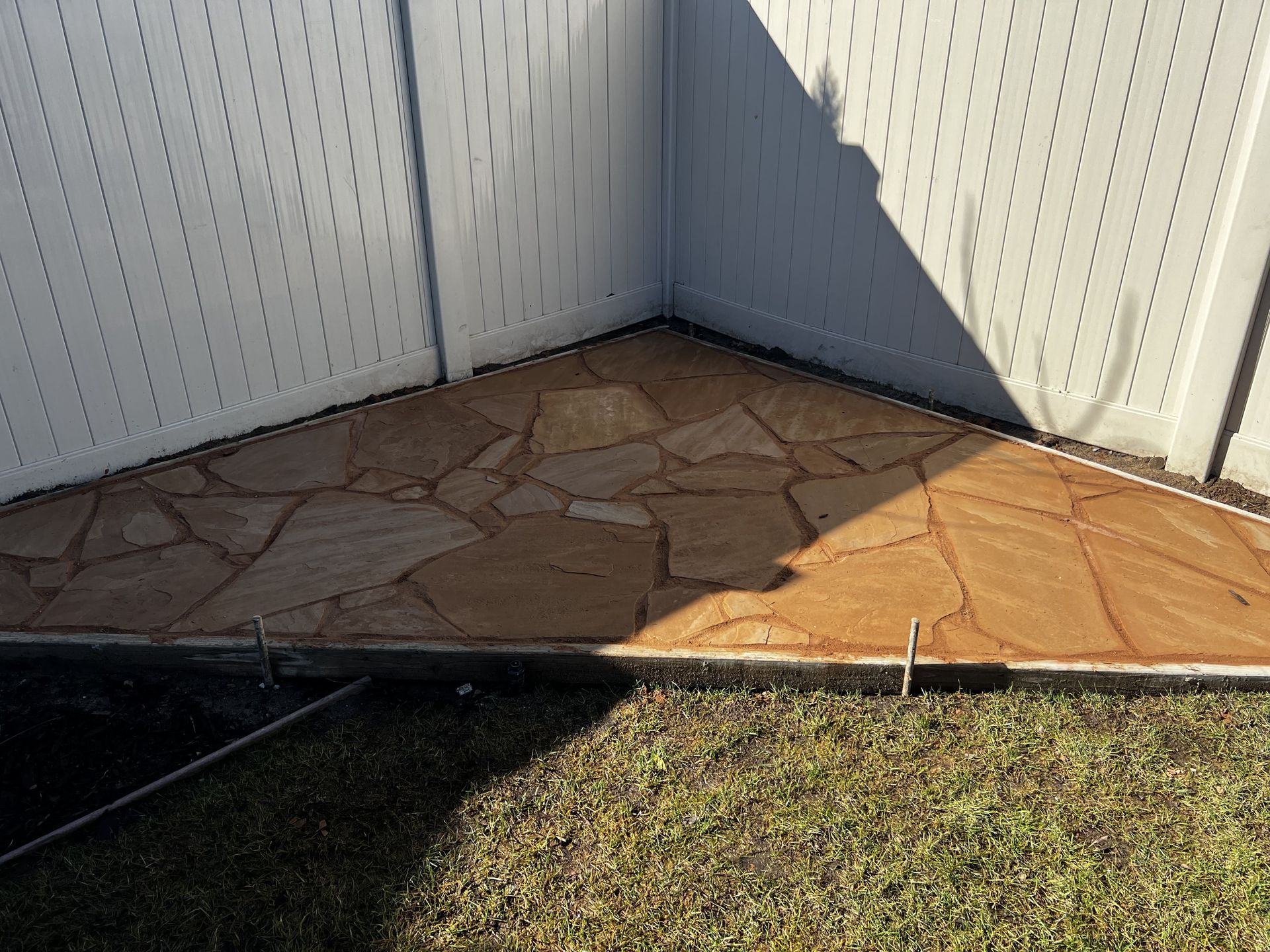 Stamped and colored concrete installed for a landscape design in Modesto, CA