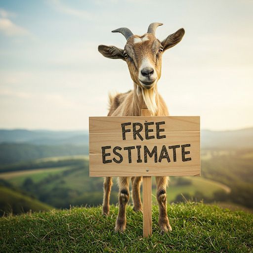 Goat holding a sign that reads 