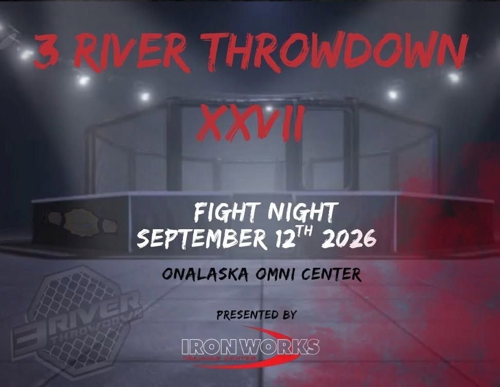 3 River Throwdown XXVII fight night poster, September 12, 2026, at Onalaska Omni Center