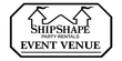 ShipShape Event Venue in Centerview, MO Shipshape Party Rentals logo: black and white outline of two house shapes with flags, and text.