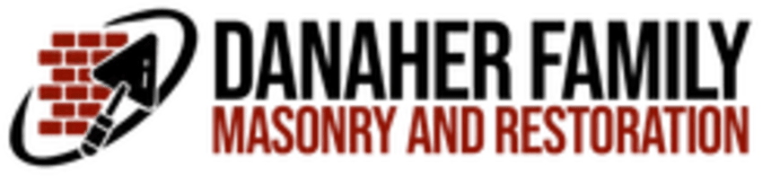 Danaher Family Masonry and Restoration logo with brick wall and trowel icon in red, black, and gray