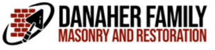 Danaher Family Masonry and Restoration logo with brick wall and trowel icon in red, black, and gray