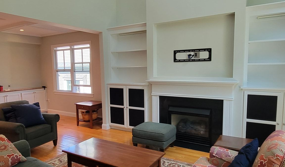 living room interior painting in a Melrose Massachusetts home