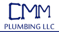 a blue and white logo for cmm plumbing llc