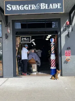 Swagger & Blade barbershop storefront offering men's haircuts, fades, beard trims, and grooming services in Monmouth County, NJ.
