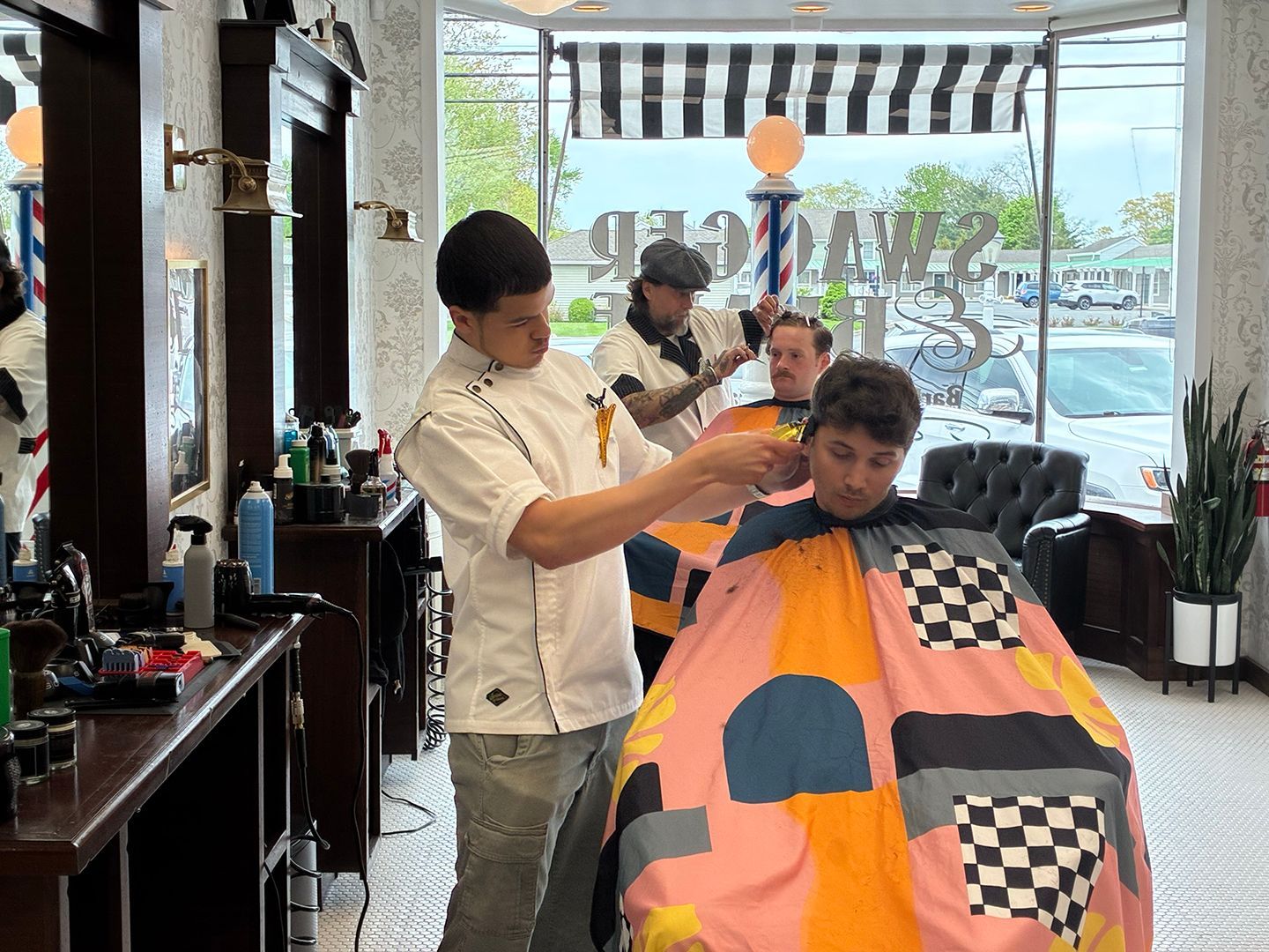 Men's haircut and grooming service performed inside Swagger & Blade barbershop in Monmouth County, NJ.